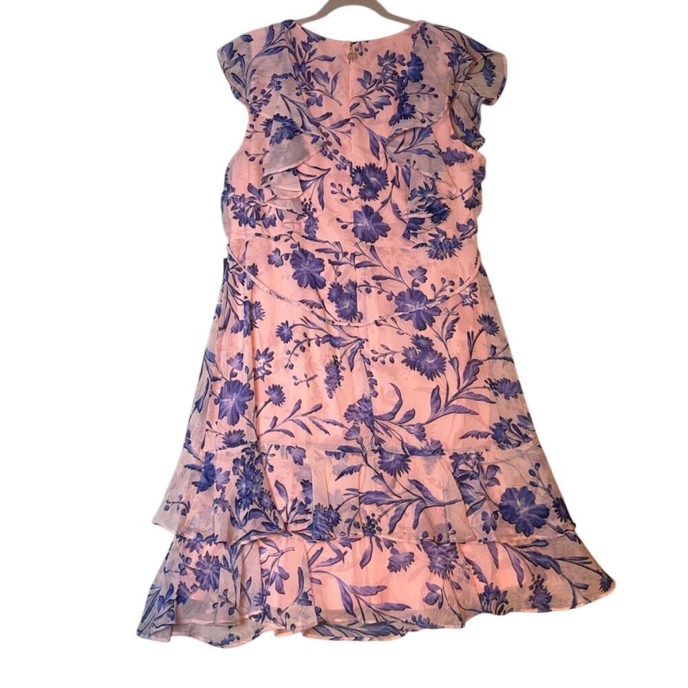 Tommy Hilfiger Floral Ruffle Chiffon Dress Pink Blue Size 16 NWT - Picture 5 of 6